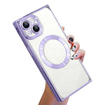 Right Angle Square Electroplated CD Pattern TPU MagSafe Phone Case, For iPhone 16 Plus, For iPhone 16, For iPhone 15 Pro Max, For iPhone 15 Pro, For iPhone 15 Plus, For iPhone 15