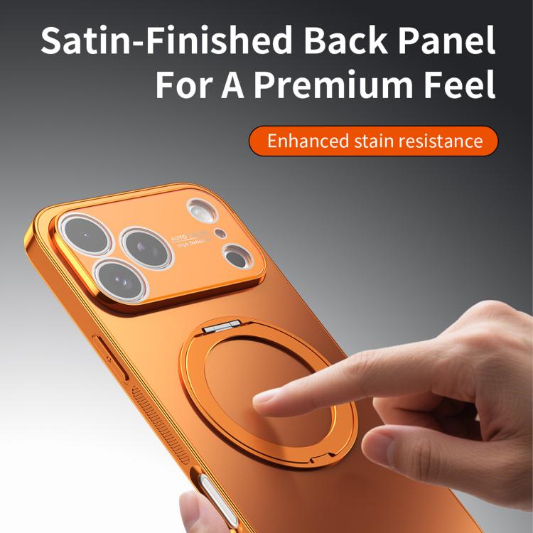 360 Degree Rotating Holder MagSafe Electroplated Phone Case with Lens Cover, For iPhone 17 Pro Max, For iPhone 17 Pro, For iPhone 17, For iPhone Air, For iPhone 16 Pro Max, For iPhone 16 Pro