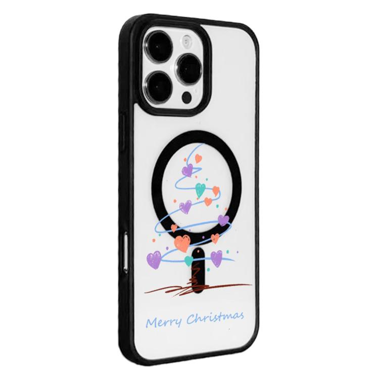 Christmas Series Strong Magnetic Painted Black Edge Phone Case, For iPhone 16 Pro Max, For iPhone 16 Pro, For iPhone 16
