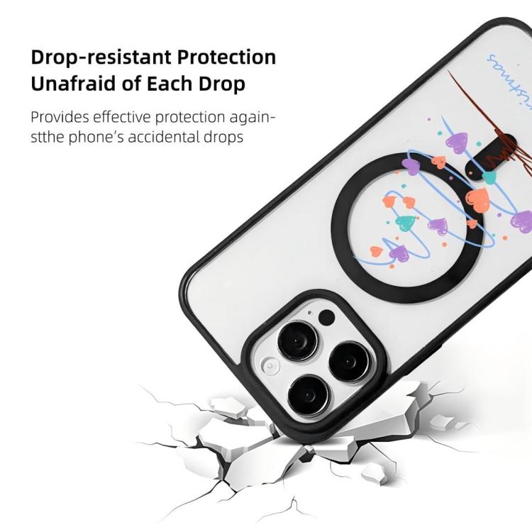 Christmas Series Strong Magnetic Painted Black Edge Phone Case, For iPhone 16 Pro Max, For iPhone 16 Pro, For iPhone 16