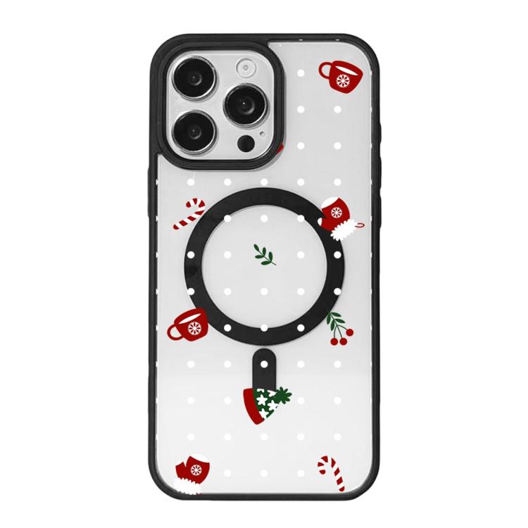 Christmas Series Strong Magnetic Painted Black Edge Phone Case, For  iPhone 15 Pro Max, For  iPhone 15 Pro