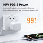 A3365 PD40W USB-C / Type-C Charger with Type-C to Type-C Data Cable, EU Plug, EU Plug + 1m Type-C Cable, EU Plug + 2m Type-C Cable