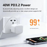 A3365 PD40W USB-C / Type-C Charger with Type-C to Type-C Data Cable, UK Plug, UK Plug + 2m Type-C Cable