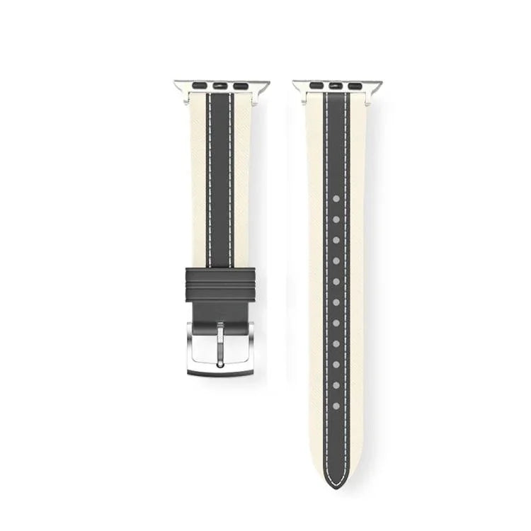 Genuine Leather Color Blocked Saddle Watch Band, For Apple Watch 46mm / 49mm / 45mm / 44mm, For Apple Watch 42mm / 41mm / 40mm / 38mm