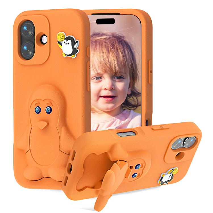 Penguin Baby EVA Shockproof Phone Case with Holder, For iPhone 17 Pro Max, For iPhone 17 Pro, For iPhone 17, For iPhone Air, For iPhone 16 Pro Max, For iPhone 16 Pro, For iPhone 16, For iPhone 15 Pro Max