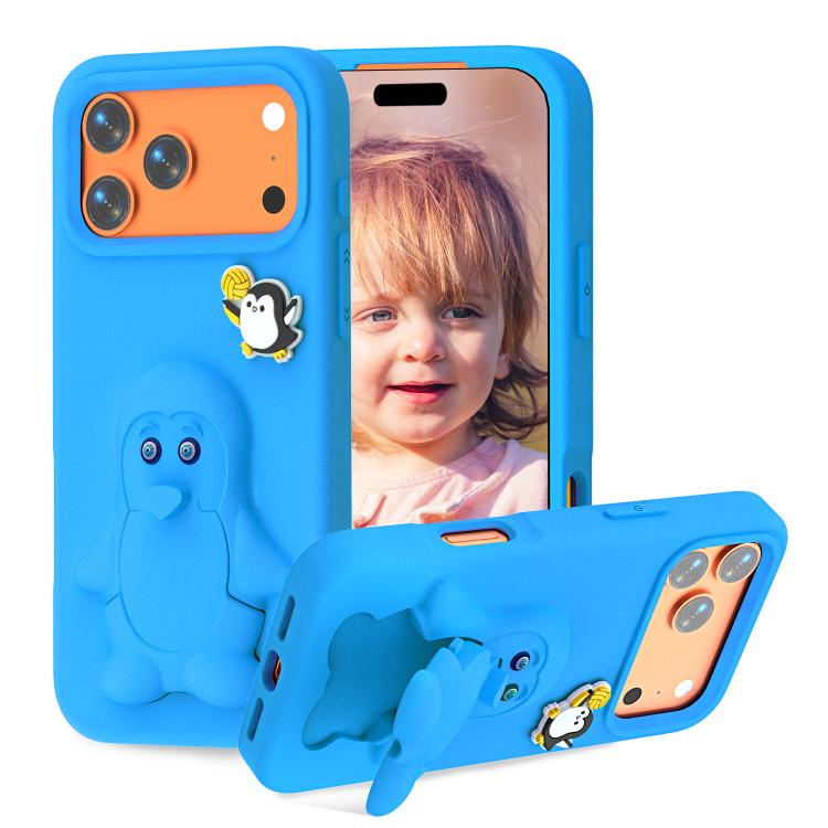 Penguin Baby EVA Shockproof Phone Case with Holder, For iPhone 17 Pro Max, For iPhone 17 Pro, For iPhone 17, For iPhone Air, For iPhone 16 Pro Max, For iPhone 16 Pro, For iPhone 16, For iPhone 15 Pro Max