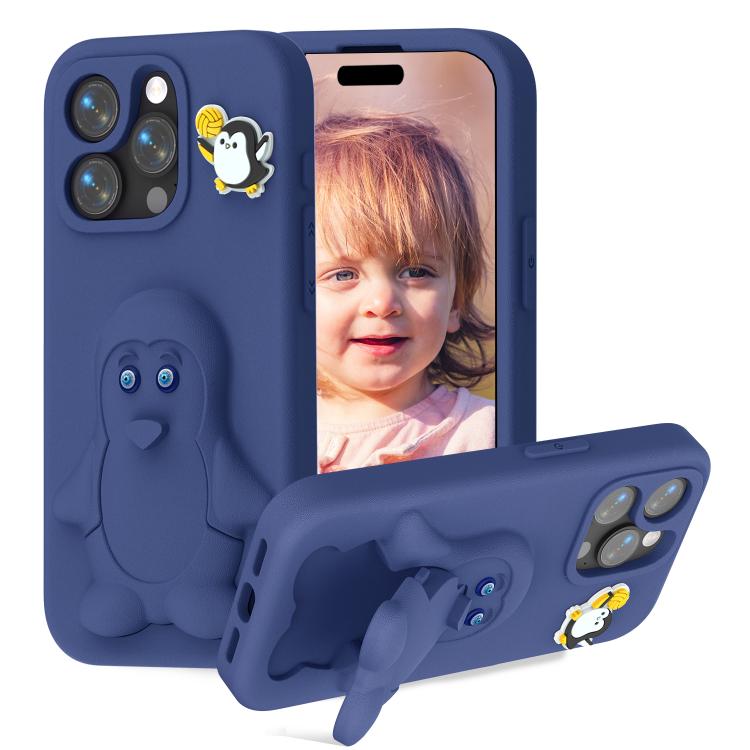 Penguin Baby EVA Shockproof Phone Case with Holder, For iPhone 17 Pro Max, For iPhone 17 Pro, For iPhone 17, For iPhone Air, For iPhone 16 Pro Max, For iPhone 16 Pro, For iPhone 16, For iPhone 15 Pro Max