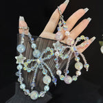 Butterfly Crystal Star Mist Gold-Plated Pearl Bracelet, Red, Orange, Blue