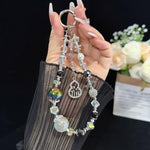 Golden Pearl Mobile Phone Chain, Silver, Golden