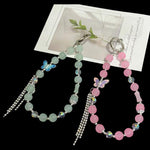 Pearl and Butterfly Drill Cotton Bracelet, Pink, Green