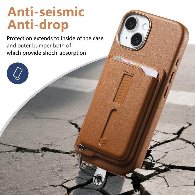 Detachable Magnetic Card Bag Phone Case with Finger Ring Grip & Anti-loss Rope, For iPhone 14, For iPhone 14 Pro, For iPhone 14 Pro Max