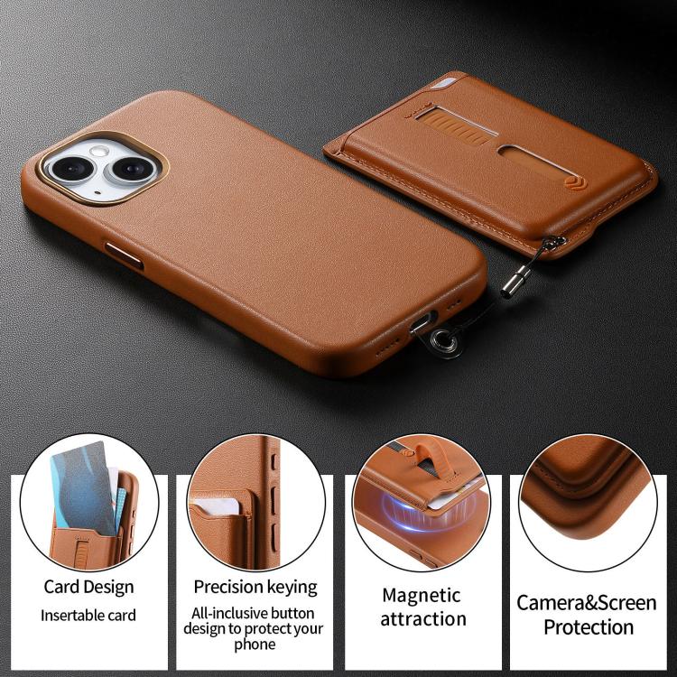 Detachable Magnetic Card Bag Phone Case with Finger Ring Grip & Anti-loss Rope, For iPhone 14, For iPhone 14 Pro, For iPhone 14 Pro Max