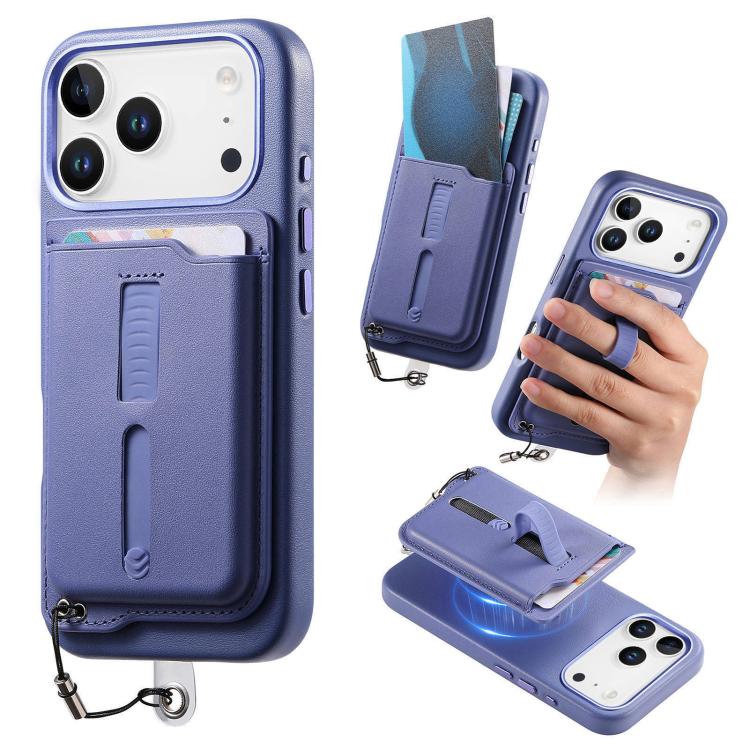 Detachable Magnetic Card Bag Phone Case with Finger Ring Grip & Anti-loss Rope, For iPhone 17e / 16e, For iPhone 17 Pro Max, For iPhone 17 Pro, For iPhone 17, For iPhone Air, For iPhone 16 Plus