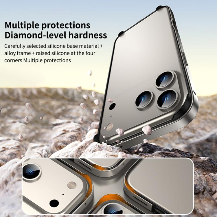 Metal Hybrid Silicone Four-Corner Shockproof Cooling Phone Frame Case, For iPhone 16 Pro Max, For iPhone 16 Pro, For iPhone 16 Plus, For iPhone 16