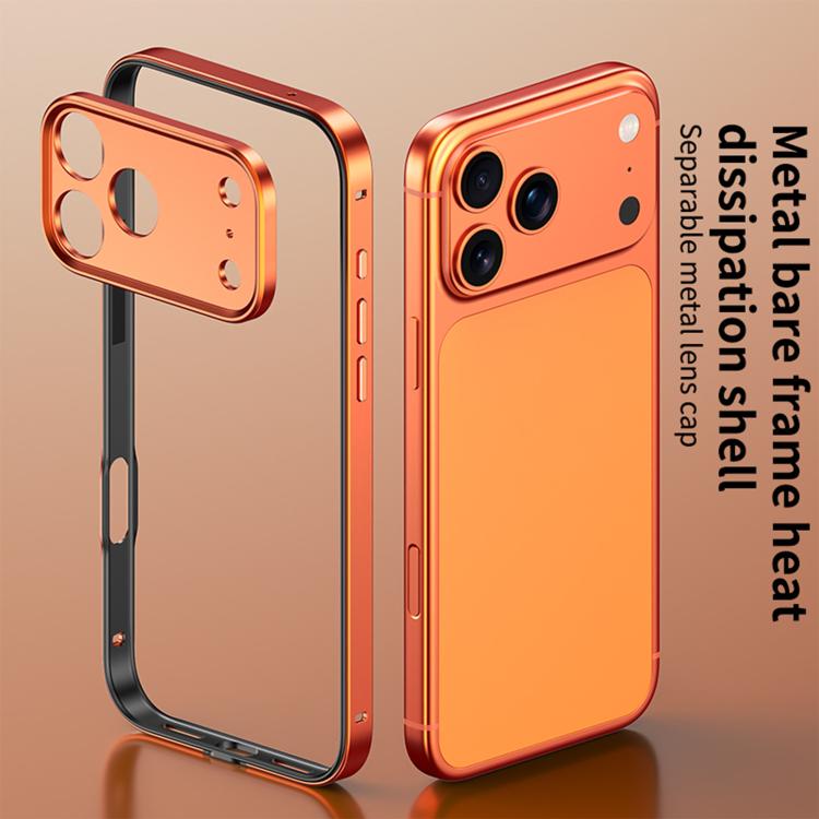 Aluminum Alloy Hybrid Silicone Edge Thin Cooling Phone Frame Case with Metal Lens Frame, For iPhone 17 Pro Max, For iPhone 17 Pro