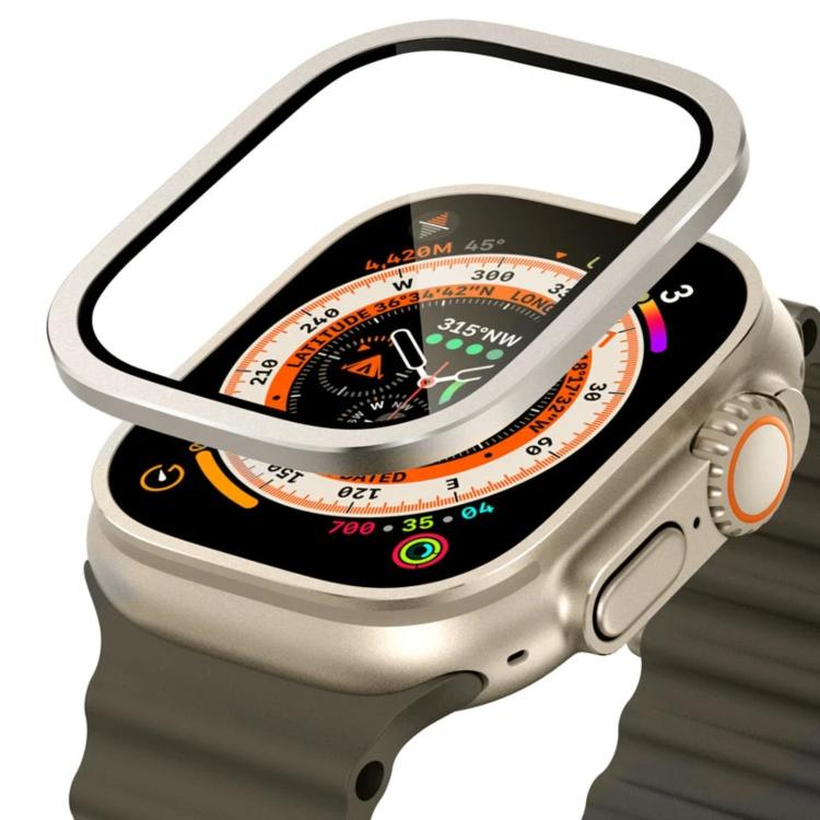 Titanium Metal Frame Tempered Glass Watch Film, For Apple Watch Ultra 49mm