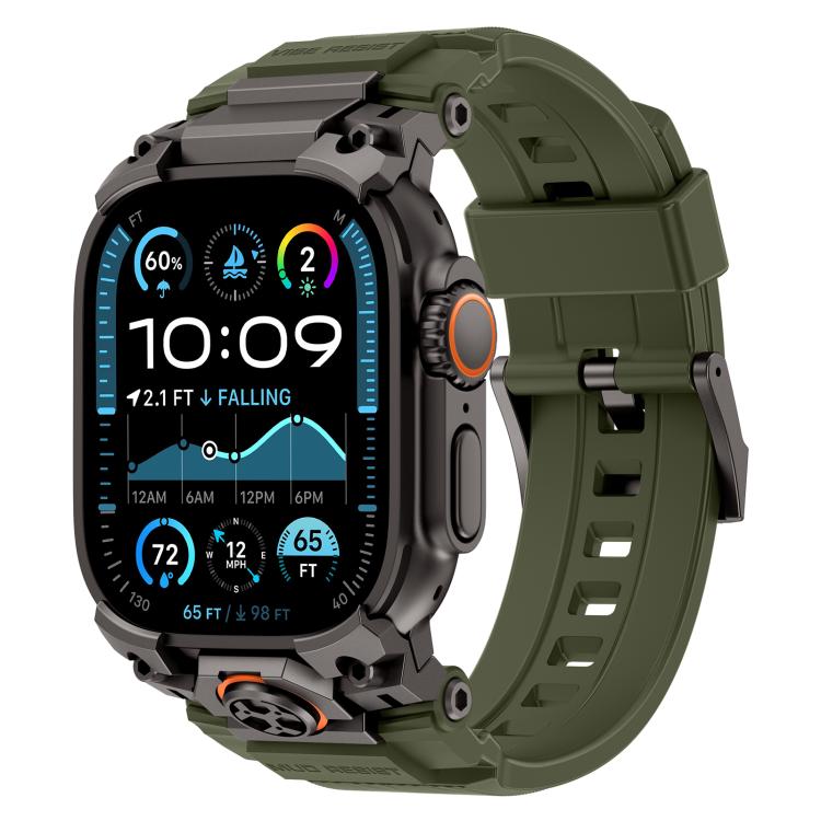 Metal Customised Armour Silicone Watch Band, For Apple Watch Ultra 3 / 2 / 1 49mm