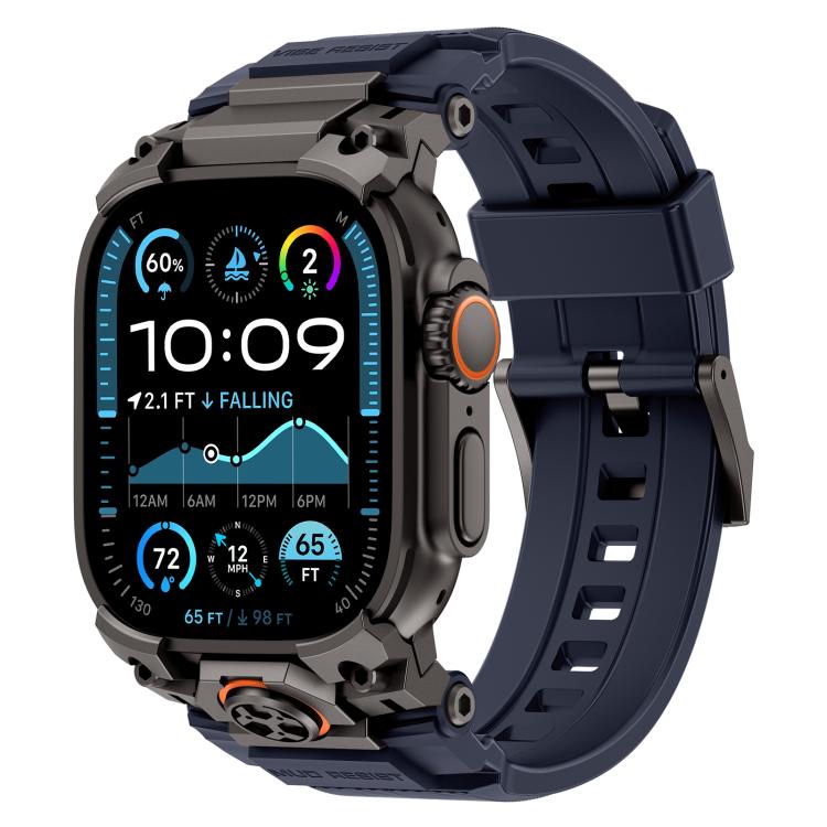 Metal Customised Armour Silicone Watch Band, For Apple Watch Ultra 3 / 2 / 1 49mm
