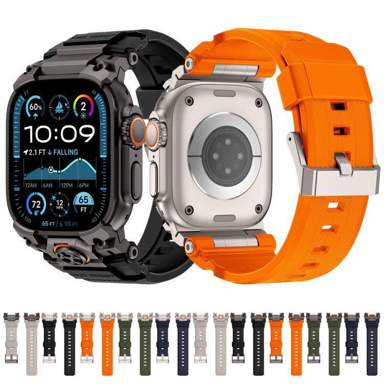 Metal Customised Armour Silicone Watch Band, For Apple Watch Ultra 3 / 2 / 1 49mm