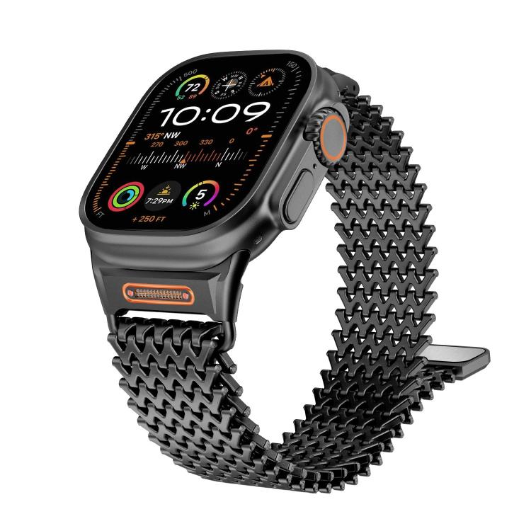 Long-skeleton W-Type Magnetic Stainless Steel Watch Band, For Apple Watch 46mm / 49mm / 45mm / 44mm