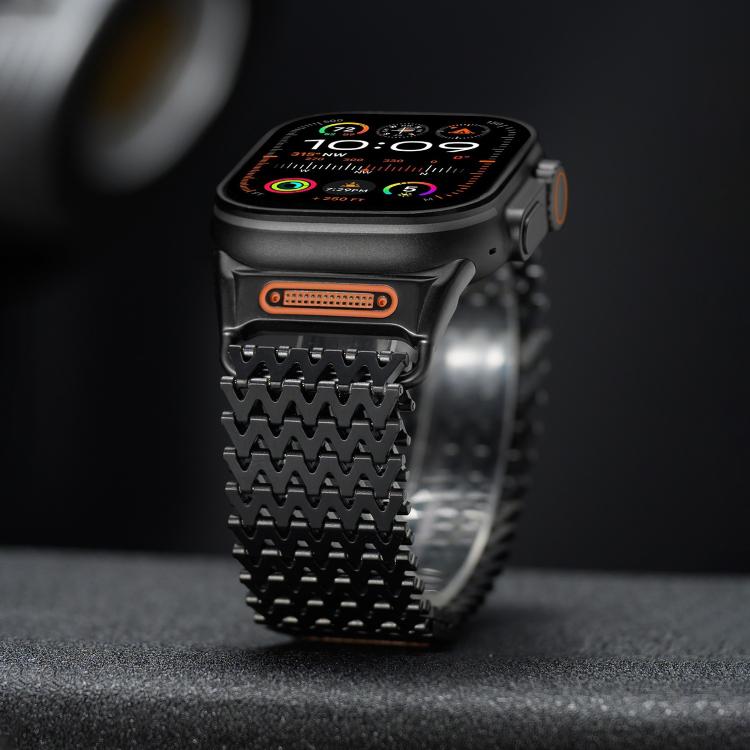 Long-skeleton W-Type Magnetic Stainless Steel Watch Band, For Apple Watch 46mm / 49mm / 45mm / 44mm