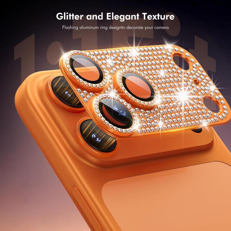 ENKAY Hat-Prince Blink Diamond Camera Lens Aluminium Alloy Tempered Glass Film, For iPhone 17 Pro Max, For iPhone 17 Pro, For iPhone 17