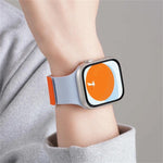 Color-blocking Litchi Texture Magnetic Silicone Watch Band, For Apple Watch 46mm / 49mm / 45mm / 44mm, For Apple Watch 42mm / 41mm / 40mm / 38mm