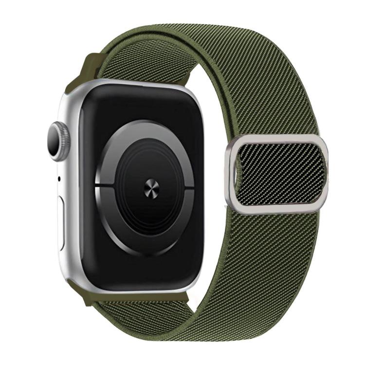 Diagonal Striped D-ring Buckle Nylon Elastic Watch Band, For Apple Watch 46mm / 49mm / 45mm / 44mm, For Apple Watch 42mm / 41mm / 40mm / 38mm