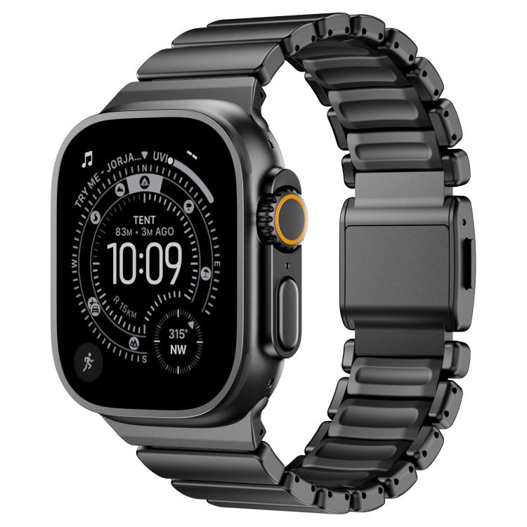 Magnetic Buckle Single-Bead Silicone Stainless Steel Watch Band, For Apple Watch 46mm / 49mm / 45mm / 44mm