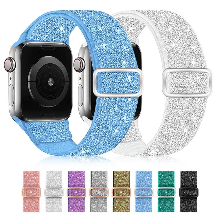 Glitter Elastic Nylon Watch Band, For Apple Watch 49mm / 46mm / 45mm / 44mm, For Apple Watch 42mm / 41mm / 40mm / 38mm