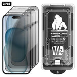 3pcs Easy Install Box Dust-Free 3D Curved Edge Privacy Electroplated Explosion-Proof Tempered Glass Film, For iPhone 17 Pro Max, For iPhone 17 Pro, For iPhone 17, For iPhone Air, For iPhone 16 Pro Max, For iPhone 16 Pro, For iPhone 16
