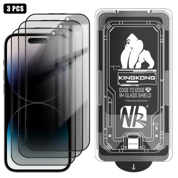 3pcs Easy Install Box Dust-Free 3D Curved Edge Privacy Electroplated Explosion-Proof Tempered Glass Film, For iPhone 17 Pro Max, For iPhone 17 Pro, For iPhone 17, For iPhone Air, For iPhone 16 Pro Max, For iPhone 16 Pro, For iPhone 16