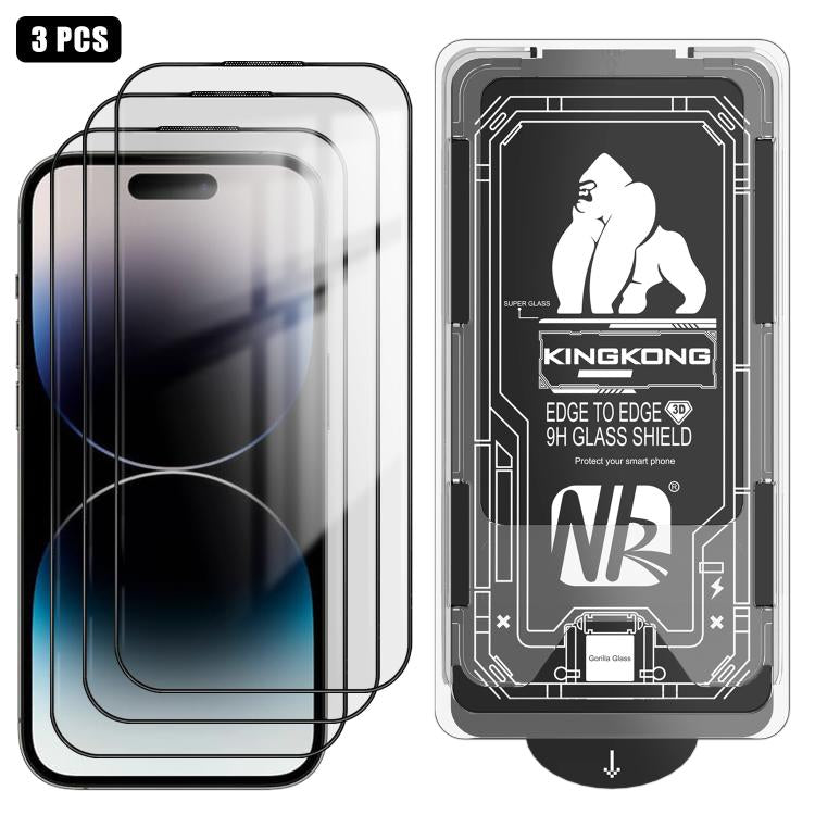 3pcs Easy Install Box Dust-Free 3D Curved Edge HD Electroplated Explosion-Proof Tempered Glass Film, For iPhone 17 Pro Max, For iPhone 17 Pro, For iPhone 17, For iPhone Air, For iPhone 16 Pro Max, For iPhone 16 Pro, For iPhone 16, For iPhone 15 Pro Max...