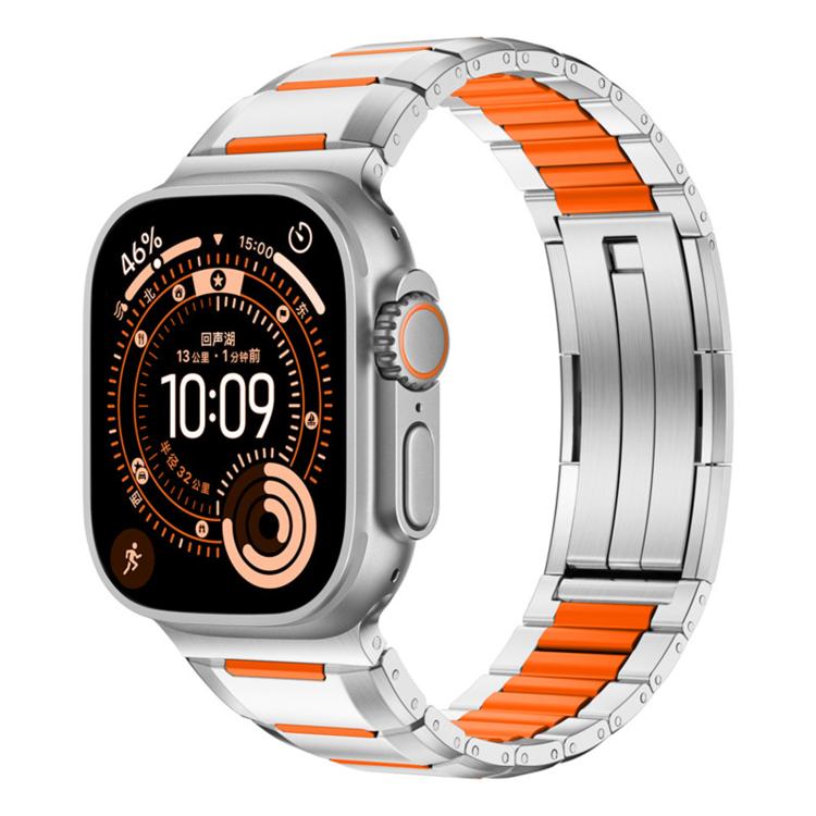 Multi-Faceted Rubber Inlaid Stainless Steel Watch Band, For Apple Watch 46mm / 49mm / 45mm / 44mm, For Apple Watch 42mm / 41mm / 40mm / 38mm