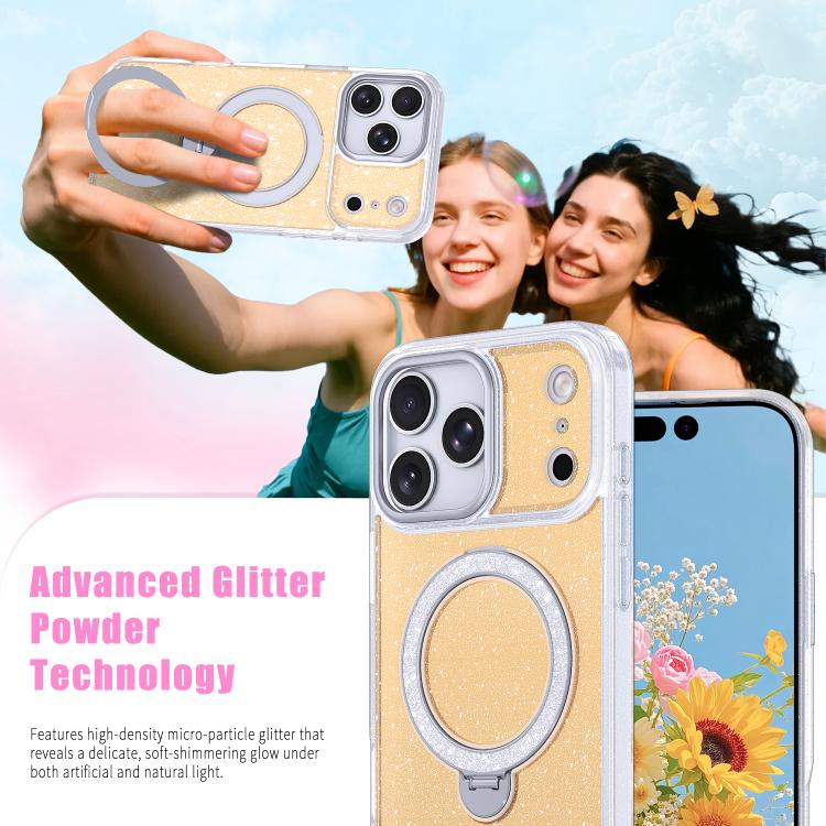 Starry Glitter Magnetic Holder Phone Case, For iPhone 17 Pro Max, For iPhone 17 Pro, For iPhone 17