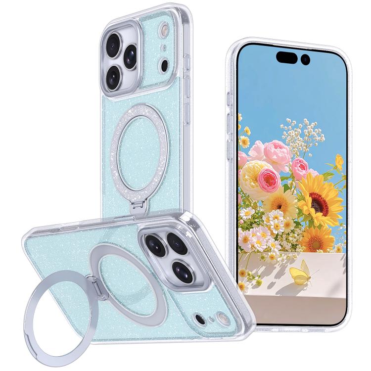 Starry Glitter Magnetic Holder Phone Case, For iPhone 18 Pro / 17 Pro, For iPhone 18 Pro Max / 17 Pro Max, For iPhone 17