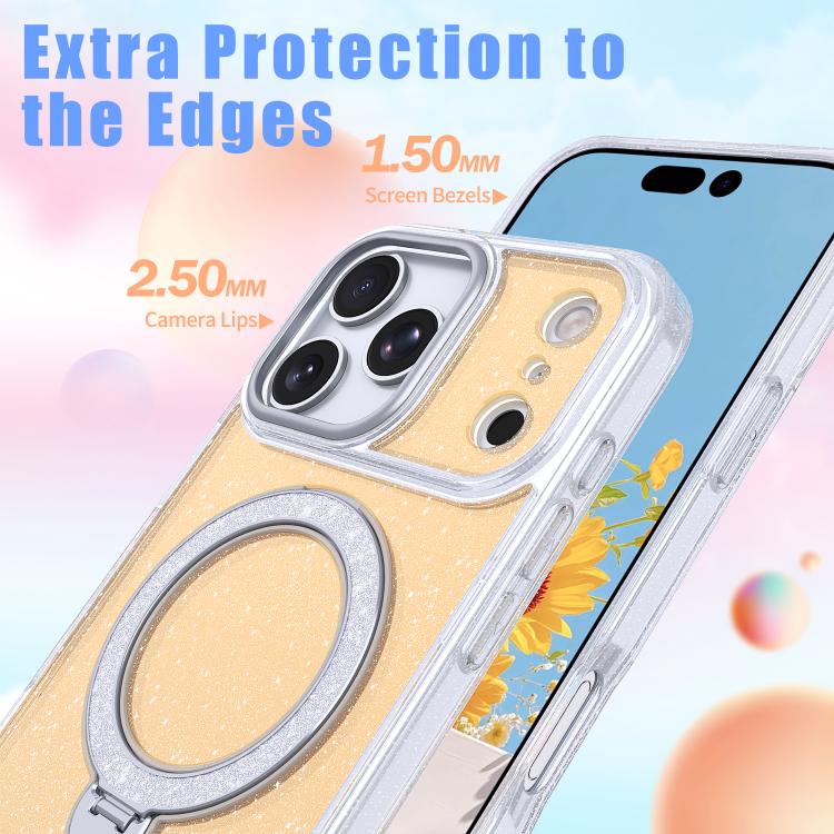 Starry Glitter Magnetic Holder Phone Case, For iPhone 18 Pro / 17 Pro, For iPhone 18 Pro Max / 17 Pro Max, For iPhone 17