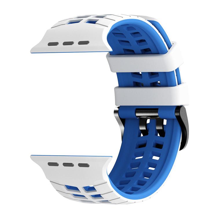 Double Holes Two Color Tire Texture Silicone Watch Band, For Apple Watch 49mm / 46mm / 45mm / 44mm