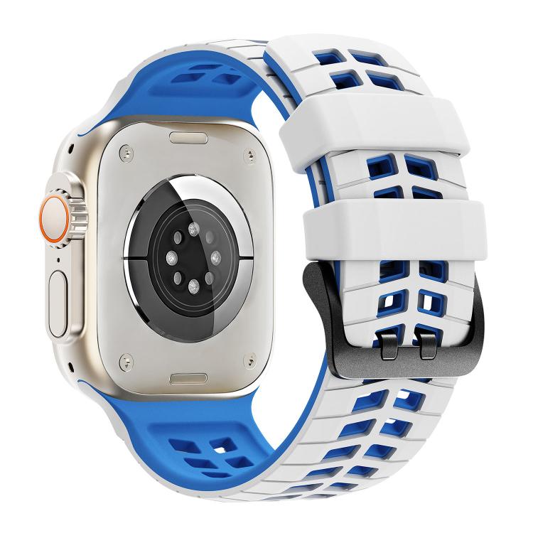 Double Holes Two Color Tire Texture Silicone Watch Band, For Apple Watch 49mm / 46mm / 45mm / 44mm