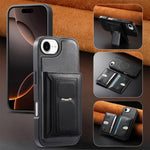 CaseNeo Retro Hinge Folding Wallet Magnetic Back Phone Case, For iPhone 17e / 16e, For iPhone 17 Pro Max, For iPhone 17 Pro, For iPhone 17, For iPhone Air, For iPhone 16 Pro Max, For iPhone 16 Pro, For iPhone 16 Plus, For iPhone 16, For iPhone 15 Pro M...