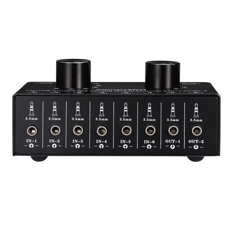 B027 6 input 2 output or 2 input 6 output audio signal source selection switcher 3.5mm interface