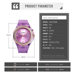 SkMEI 1553 Women LED Color Light Transparent Waterproof Watch Inlaid With Water Drill