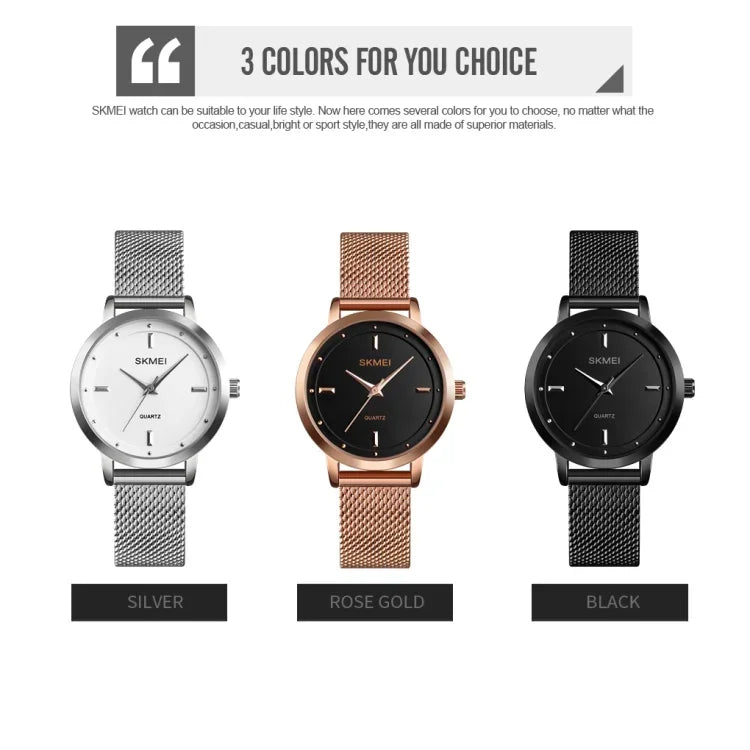 SKMEI 1528 Simple Fashion Lady Watch Casual Netting Scale
