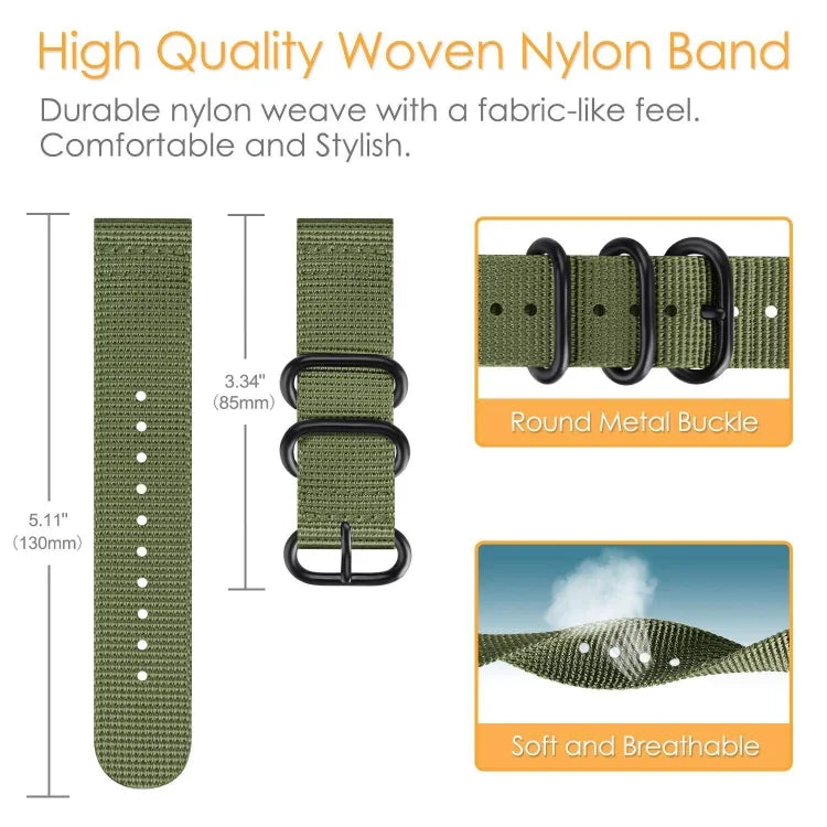 For Samsung Galaxy Watch Active 18mm S3 Nylon Three-ring Strap, For Samsung Galaxy Watch Active 2 18mm / Gear S3