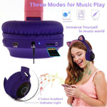 Cute Cat Ear Bluetooth 5.0 Headphones Foldable On-Ear Stereo Wireless Headset Headphone with Mic / LED Light / FM Radio / TF Card, SYA00833501F, SYA00833501A, SYA00833501B, SYA00833501C, SYA00833501D, SYA00833501E