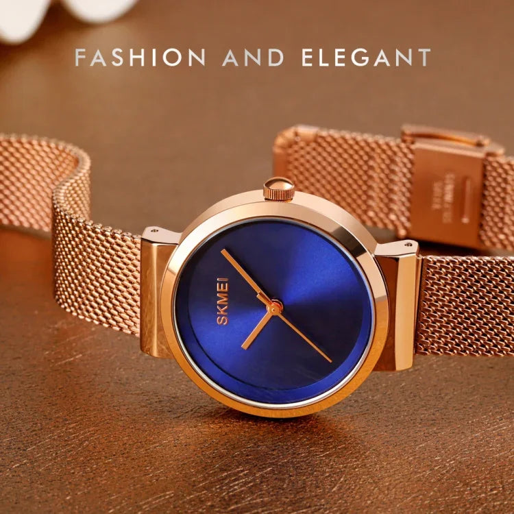 Skmei 1595 Fashion Elegant Scale Free Steel Mesh Belt Women's Watch Waterproof Business Student Quartz Watch Female