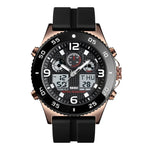 SKMEI 1538 Multi-Function Time Large Dial Steel Belt Men  Casual Sports Electronic Watch