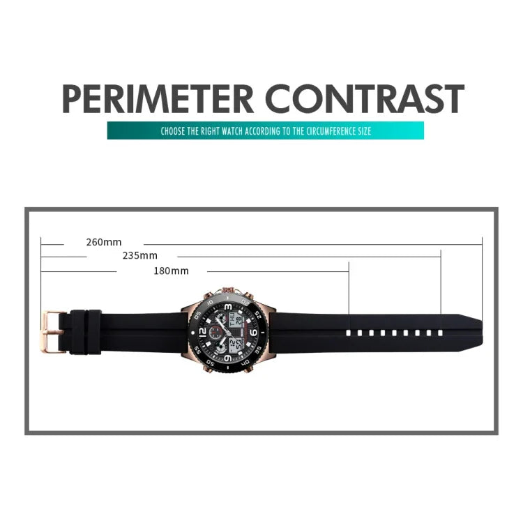 SKMEI 1538 Multi-Function Time Large Dial Steel Belt Men  Casual Sports Electronic Watch