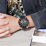 SKMEI 1538 Multi-Function Time Large Dial Steel Belt Men  Casual Sports Electronic Watch