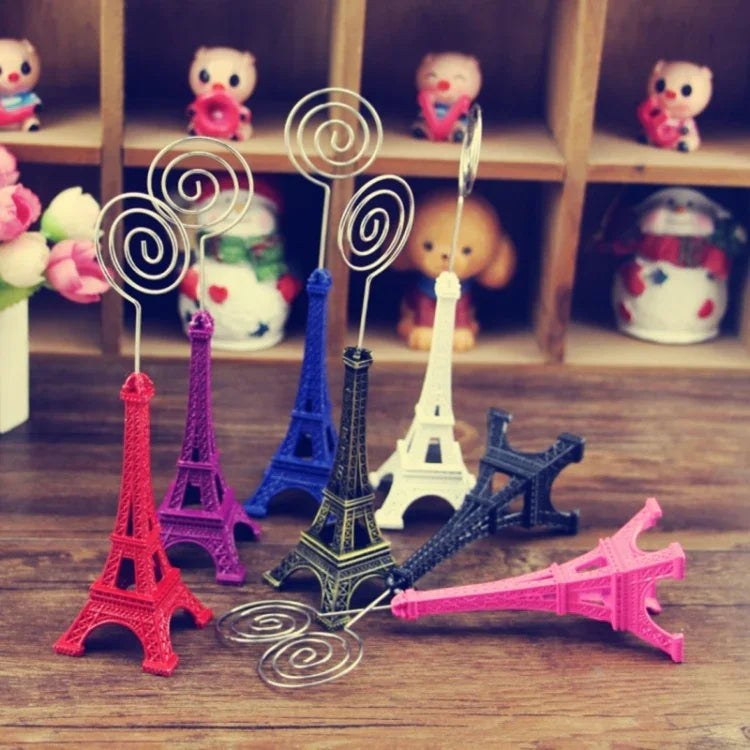 Mini Eiffel Tower Shape Desktop Statue Information Notecard Holder Photo Clip Home Art Deco Gift, Random Color Delivery, Eiffel Tower Shape Card Holder
